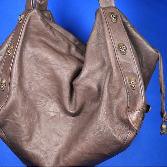 Thomas Wylde Designer Circus Leather Skull-Studded Hobo Bag with Chain Straps - Picture 3 of 15